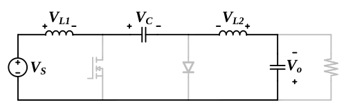 Ilustração da malha para a obtenção da tensão média no capacitor C