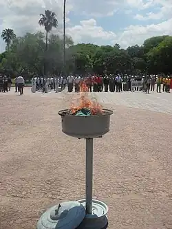 Cerimônia de incineração de bandeiras em Porto Alegre, ano 2010.