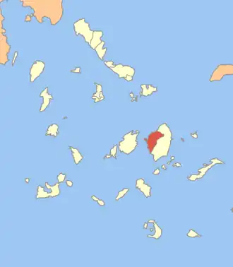 Localização de Naxos na unidade regional homônima