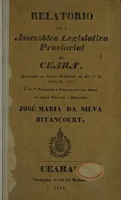 Documento da Assembleia Legislativa Provincial do Ceará 1843