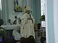 Dom Eduardo, ex-bispo diocesano, em celebração.