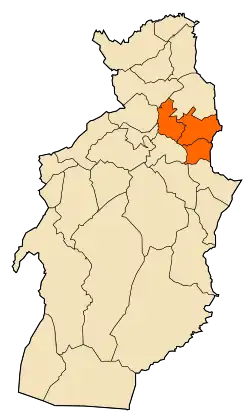 Mapa do distrito dentro da província de Tébessa