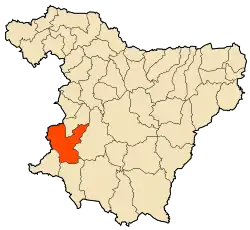 Localização da cidade dentro da província de Bouira