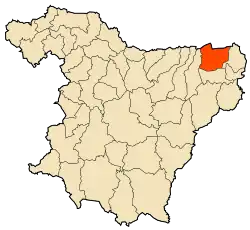 Localização da cidade dentro da província de Bouira