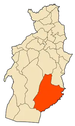 Localização da cidade dentro da província de Tébessa