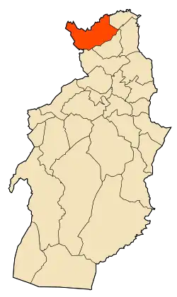 Localização da cidade dentro da província de Tébessa