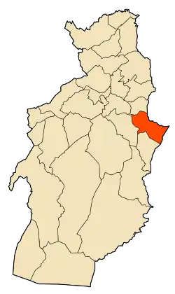 Localização da cidade dentro da província de Tébessa