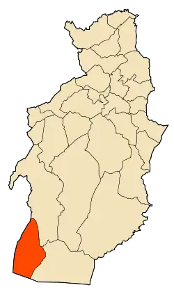 Localização da cidade dentro da província de Tébessa