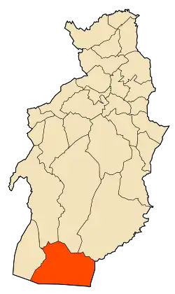 Localização da cidade dentro da província de Tébessa