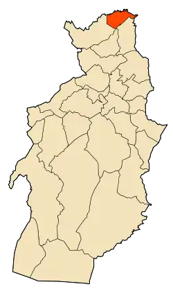 Localização da cidade dentro da província de Tébessa