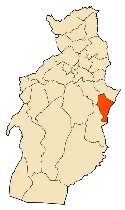 Localização da cidade dentro da província de Tébessa