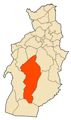 Localização da cidade dentro da província de Tébessa