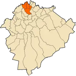 Mapa do distrito dentro da província de Tiaret