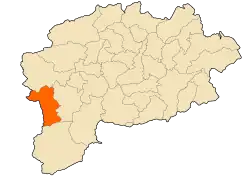Localização da cidade dentro da província de Guelma