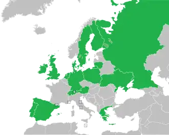 Um mapa colorido dos países da Europa
