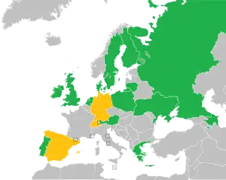 Um mapa colorido dos países da Europa