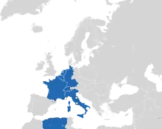 Um mapa colorido dos países da Europa