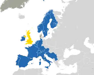 Um mapa colorido dos países da Europa