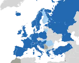 Um mapa colorido dos países da Europa