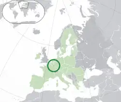 Mapa do Luxemburgo na Europa