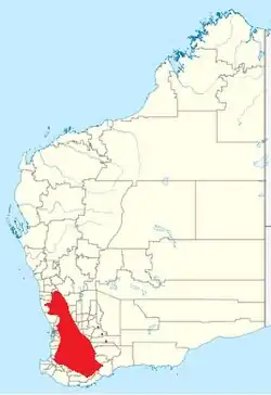 Área de distribuição aproximada do E. wandoo[1][3]