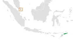 Mapa indicando localização de Timor-Leste e de Singapura.