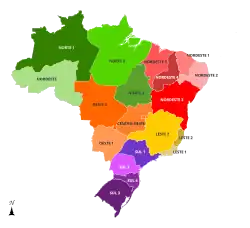 Mapa das Regiões Episcopais da CNBB