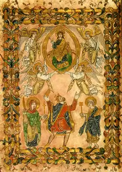 Um Cristo sem barba - New Minster Charter , Winchester, arte anglo-saxônica meados do século X