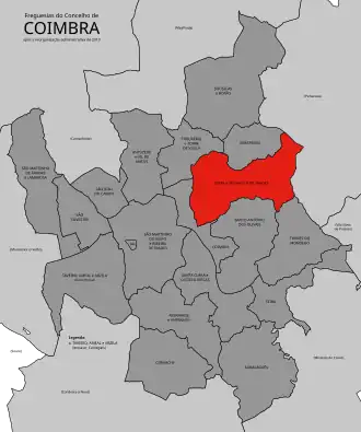 Localização no município de Coimbra