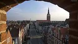 Vista do centro histórico de Elbląg a partir do Portão do Mercado