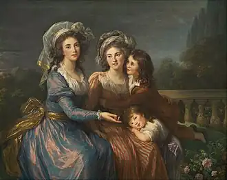 A Marquesa de Pezay e a Marquesa de Rougé com os seus dois filhos. Óleo sobre tela, 1787