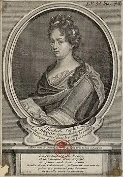 Autorretrato de Élisabeth-Sophie Chéron - gravura de Étienne Jehandier Desrochers