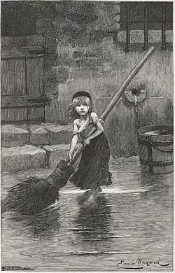 Ilustração de Cosette de Les Misérables por Victor Hugo. Esta imagem foi usada em pôsteres promovendo a versão musical de Les Misérables.