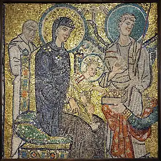 Um dos raros mosaicos sobreviventes da Antiga Basílica de São Pedro, na sacristia.