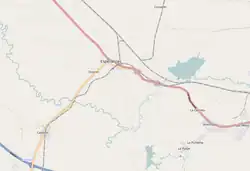 Mapa OSM mostrando Esperanza e seus arredores. Também são mostrados alguns vilarejos suburbanos da cidade de Santa Clara e a saída da rodovia A1 de Ranchuelo.