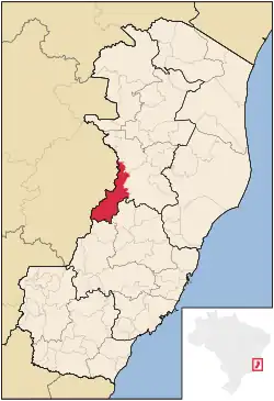 Localização de Baixo Guandu no Espírito Santo