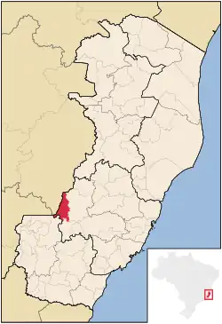 Localização de Brejetuba no Espírito Santo