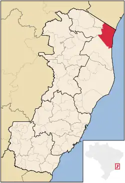 Localização de Conceição da Barra no Espírito Santo