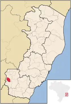 Localização de Divino de São Lourenço no Espírito Santo
