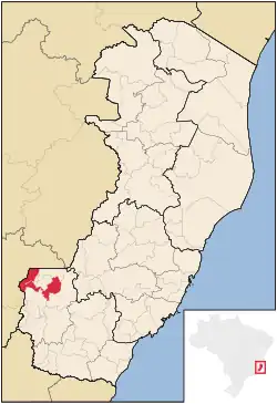 Localização de Iúna no Espírito Santo