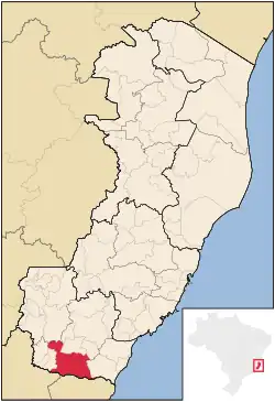 Localização de Mimoso do Sul no Espírito Santo
