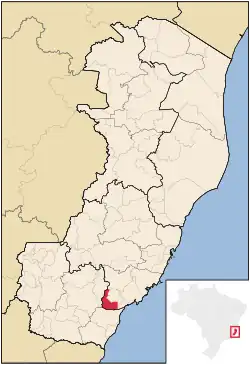 Localização de Rio Novo do Sul no Espírito Santo