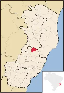 Localização de São Roque do Canaã no Espírito Santo