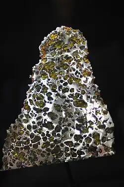 Uma fatia parcial do pallasite Esquel