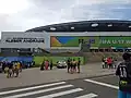 Fachada do Estádio Kléber Andrade, em 2019.