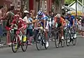 Samuel Dumoulin lidera o pelotão, seguido por Koen de Kort, Rubén Pérez Moreno e Maxime Bouet, na 3ª etapa do Tour de France 2009