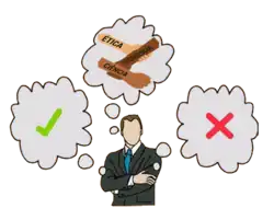 Uma pessoa analisando o que é certo e oque é errado na pesquisa científica.