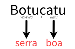 Botucatu: ybytyra + katu, passando pela língua geral botura.