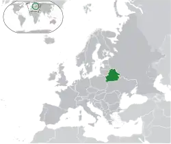 Mapa da Bielorrússia na Europa