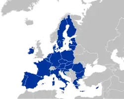 Um mapa colorido dos países da Europa
